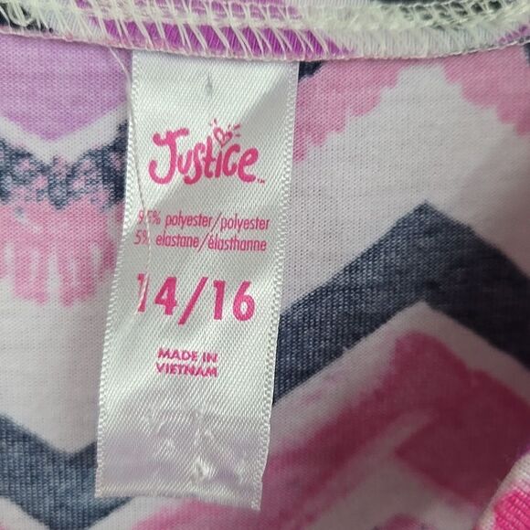 Justice Girls 14/16 Chevron Striped Dress Knee Length Fit & Flare Jersey Knit XL - Picture 4 of 9